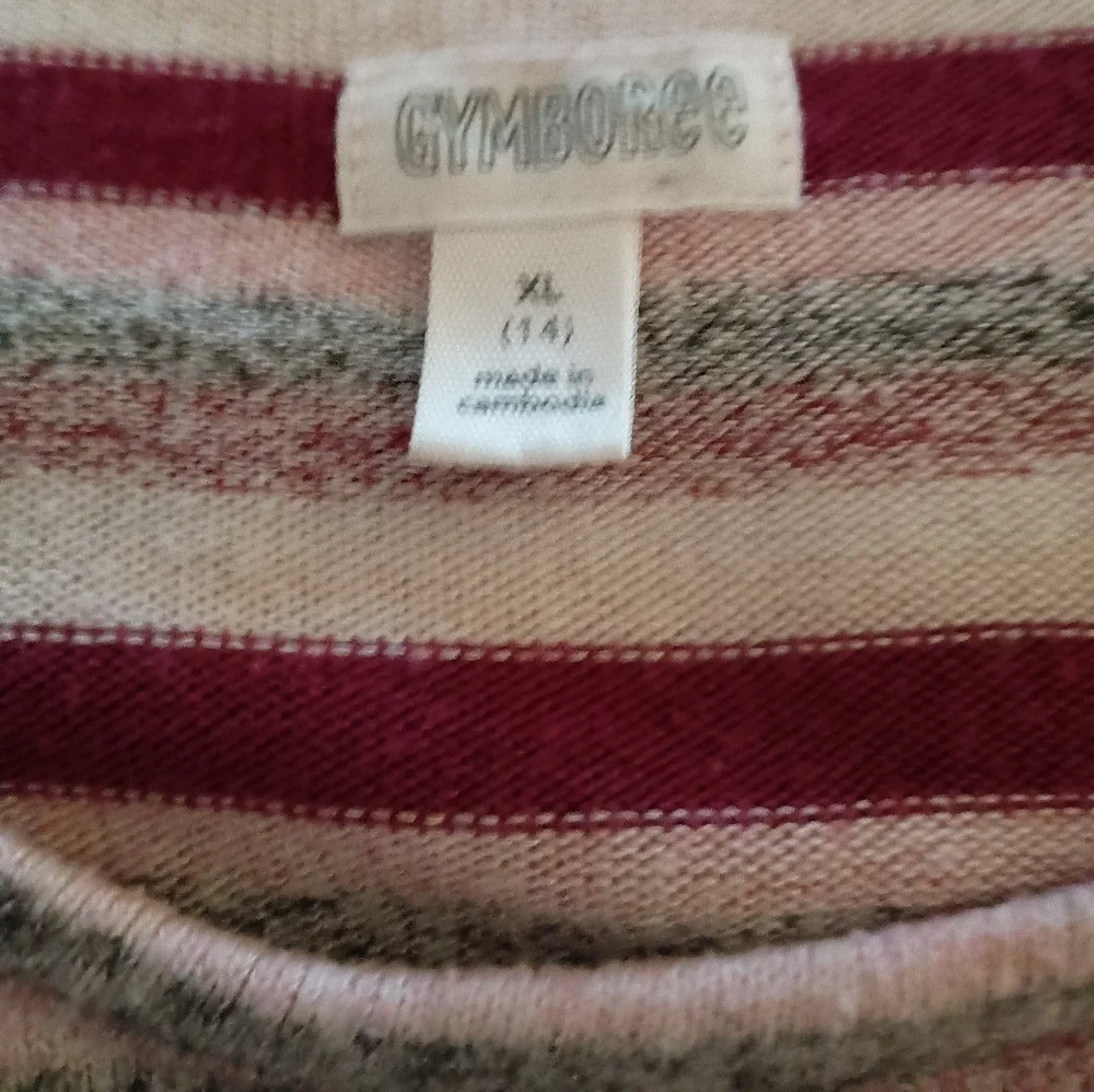 Vintage Gymboree Girls red gray Long sleeve Pullover Drop waist Dress size XL